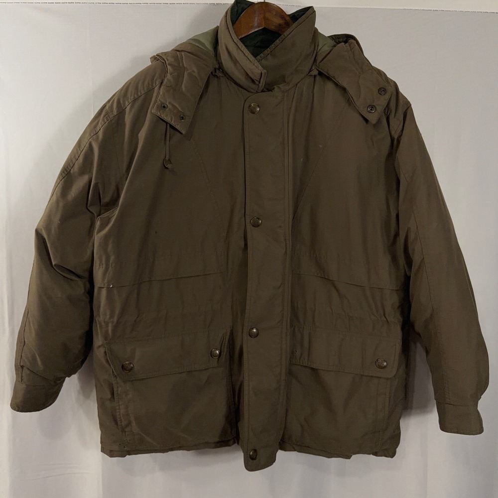 Members Only Down Parka Detachable Hood Heavy Winter Coat Olive Green Mens XL